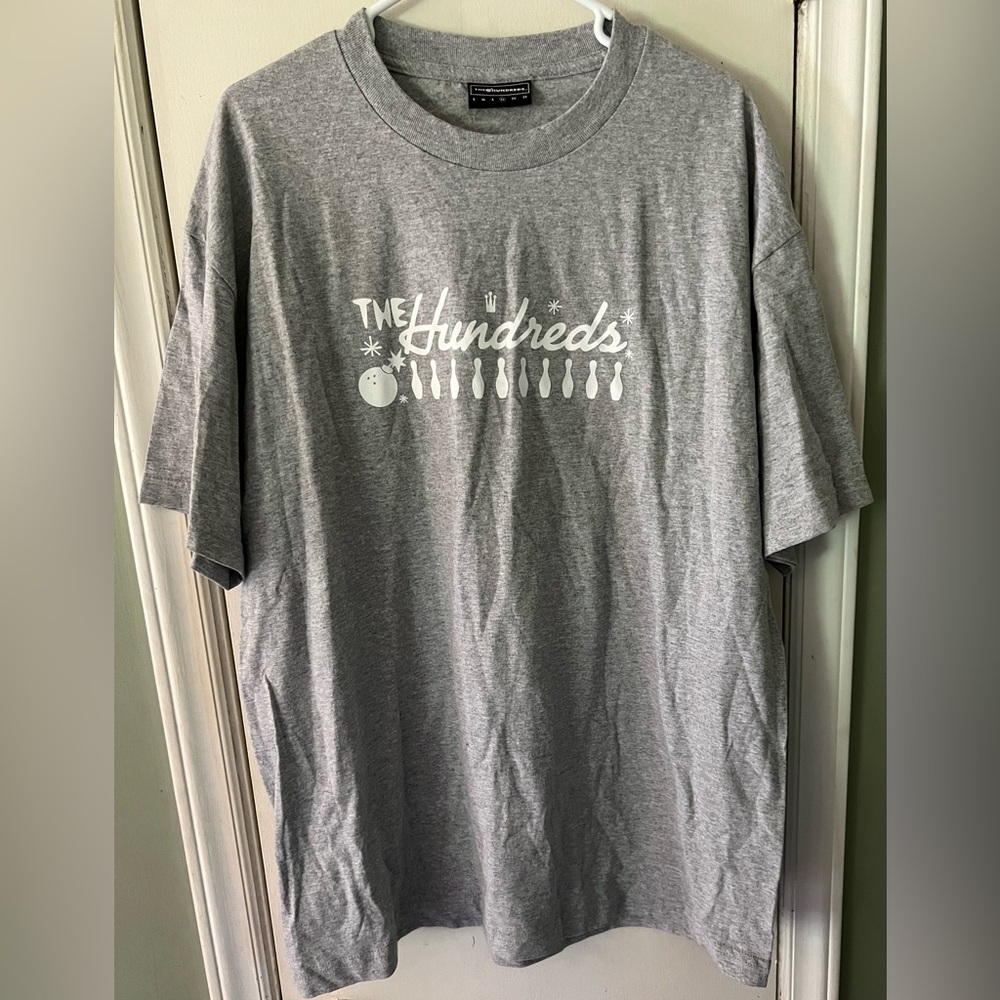 The Hundreds Men T-Shirt XL Bowling Knock ‘Em Down Gray Short Sleeve Tee